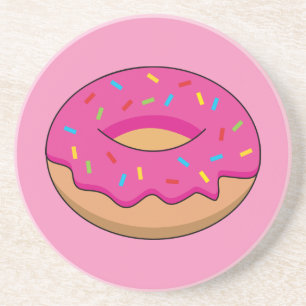 Jordgubbsdonut med Sprinkles-Tecknad Underlägg