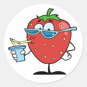 Jordgubbsdräneringstickers Runt Klistermärke
