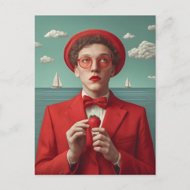 Jordgubbsdrömmen i rött helg vykort (Framsida)