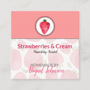 Jordgubbsegenhetsetikett: Bath & Body Label   MÄRK Fyrkantigt Visitkort
