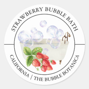Jordgubbsetikett Bubble Bath Runt Klistermärke