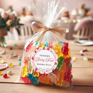 Jordgubbsetikett Runt Klistermärke