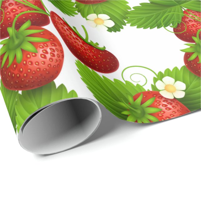 Jordgubbsfält Presentpapper (Rullad Hörn)