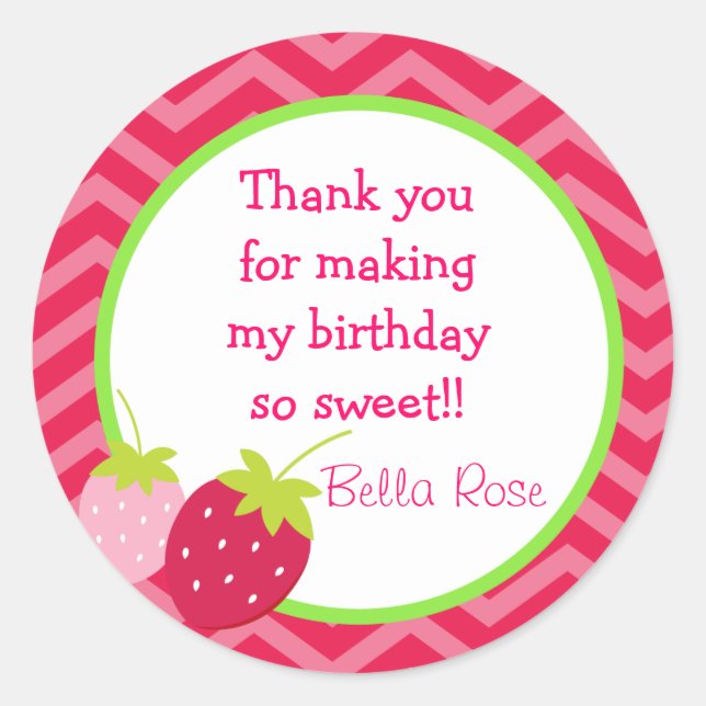 Jordgubbsfavoritstickers Runt Klistermärke (Framsida)