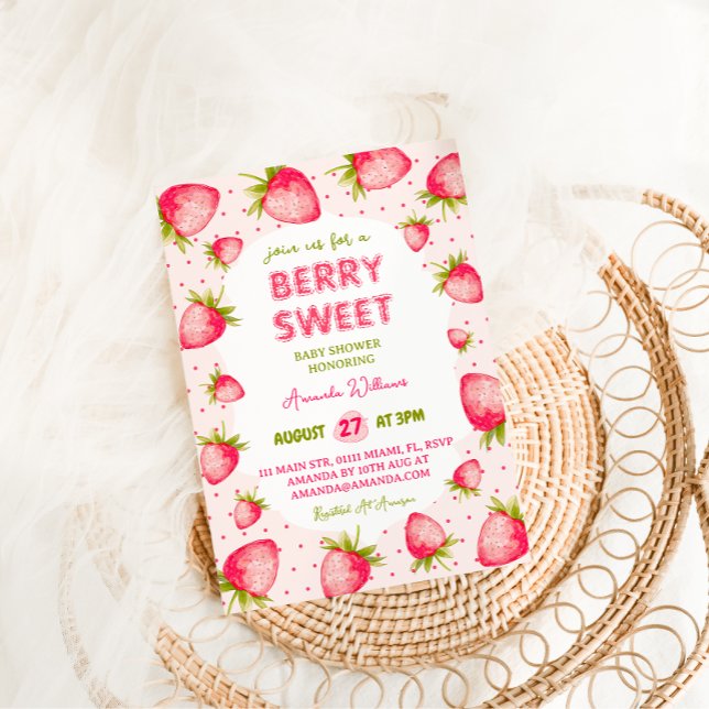 Jordgubbsflicka, babyskor inbjudningar (Skapare uppladdad)