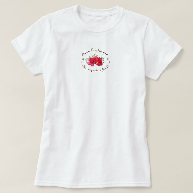 Jordgubbsfrukt röd söt färsk t shirt (Design framsida)