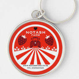 Jordgubbsgård Shop Rund Silverfärgad Nyckelring