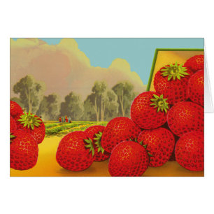 Jordgubbsgårdens Vintage Fruit Låda Art Blank-kort OBS Kort