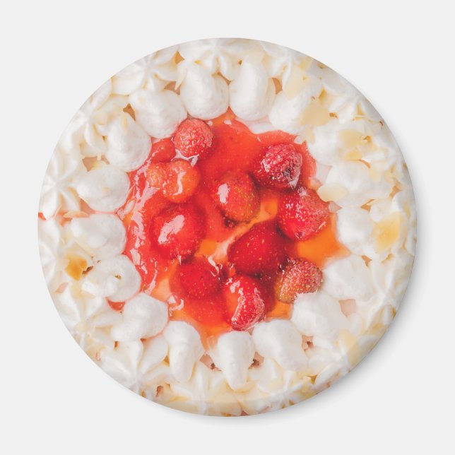 Jordgubbsgenårkaka efterställd rött vitt magnet (Framsidan)