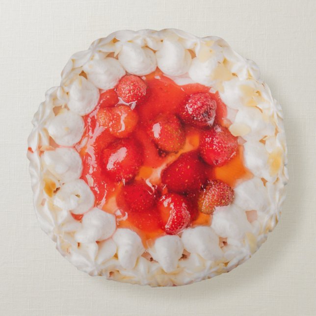 Jordgubbsgenkaka, dessertkaka, gräddgrädde rund kudde (Framsidan)