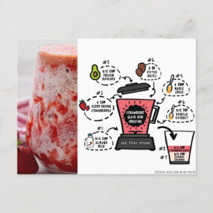 jordgubbsglasera hudsmoothie recept vykort