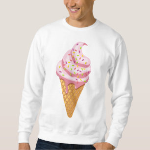 Jordgubbsglass i våffelkon med topping lång ärmad tröja