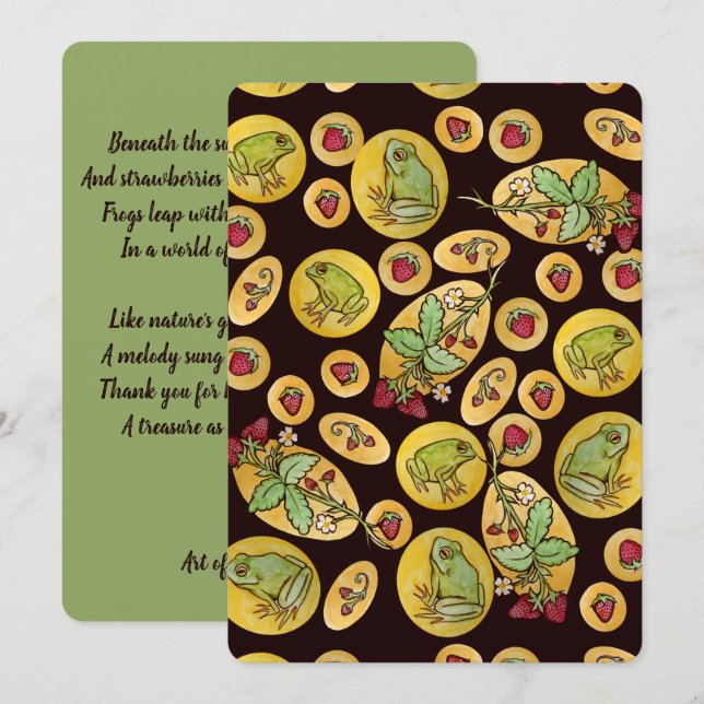 Jordgubbsgroddar Tack Kort (Fram/baksida)