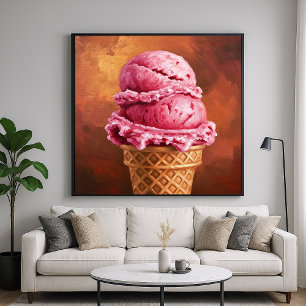 Jordgubbsgubbskädda Cone - Painterly Stil Art Poster