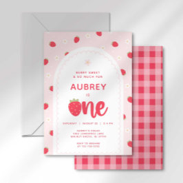 Jordgubbsinbjudan första födelsedag inbjudningar