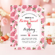 Jordgubbsinbjudan från första födelsedag