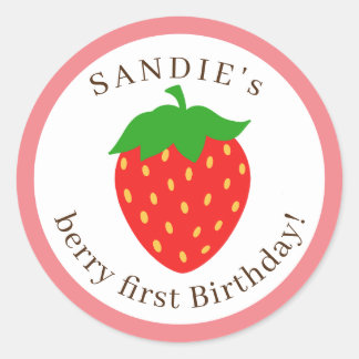 Jordgubbsinbjudan - kuvertsälsmärken runt klistermärke