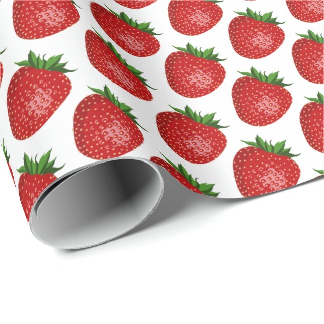 Jordgubbsinspirerat presentförpackning med fruktmö presentpapper (Rullad Hörn)