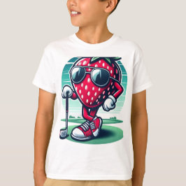 Jordgubbsjordgubbens Coola Golfer! - Tecknad Straw T Shirt