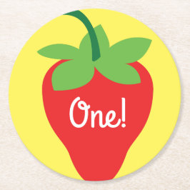 Jordgubbsjordgubbens Födelsedagsfest Underlägg Papper Rund