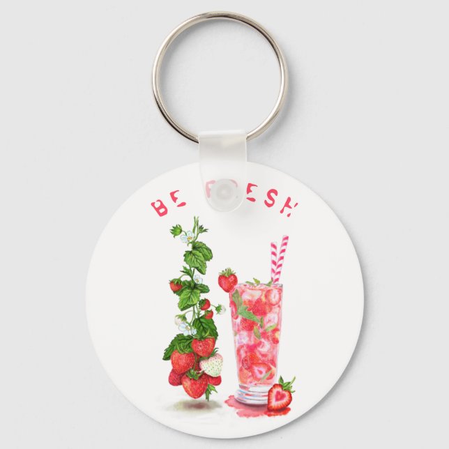 Jordgubbsjuicens Coola Drink Summer Fruits Keychai Nyckelring (Framsida)