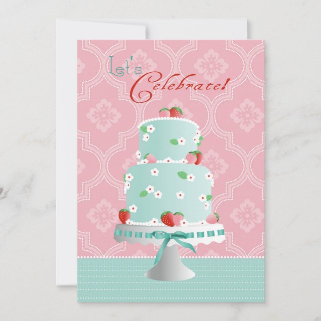 Jordgubbskädda födelsedag inbjudningar (Framsida)