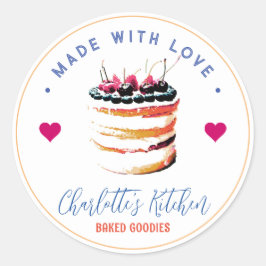 Jordgubbskädda gjord med Kärlek köksbageri Runt Klistermärke