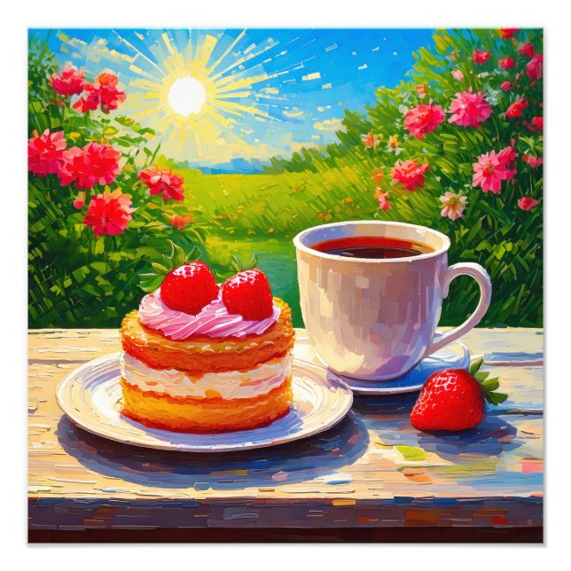 Jordgubbskädda och kaffeskörd fototryck (Framsidan)