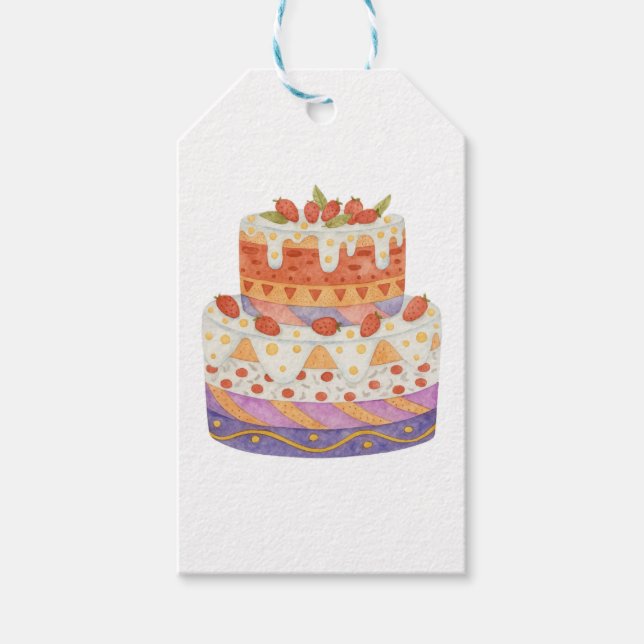 Jordgubbskaka med två skikt presentetikett (Framsidan)