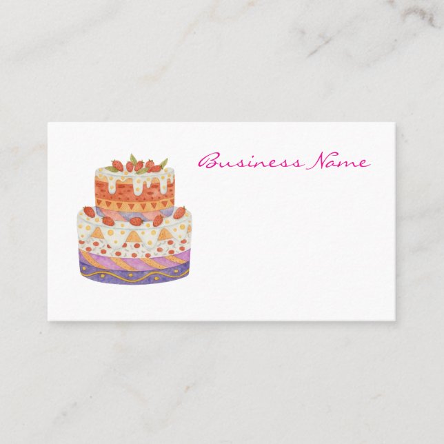 Jordgubbskaka med två skikt visitkort (Framsida)