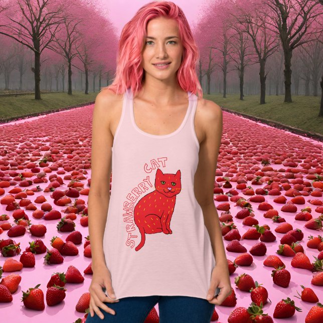Jordgubbskatt rosa snyggt T-Shirt Linne Med Racerback (Skapare uppladdad)