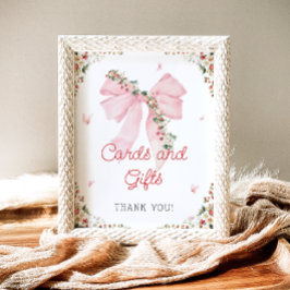 Jordgubbskläder Berry Sweet Rosa Bow Cards och Gåv Poster