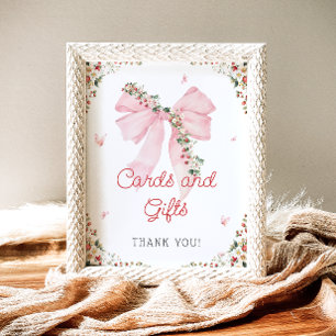Jordgubbskläder Berry Sweet Rosa Bow Cards och Gåv Poster