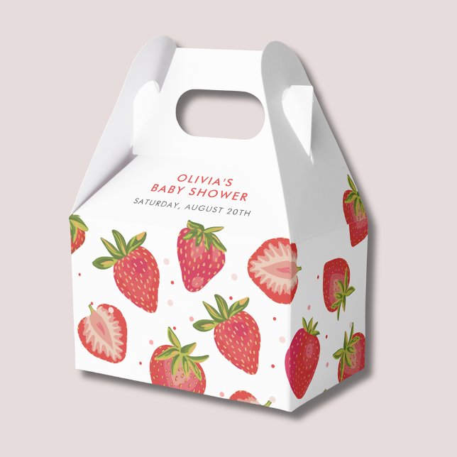 Jordgubbskläder Flickor Babyskor Presentaskar (Strawberry baby shower favor box)