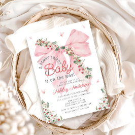 Jordgubbskläder Rosa Bow Girl Baby Shower Inbjudningar