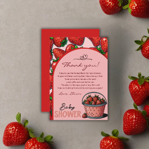 Jordgubbskläder Rosa Bucket Baby Shower Tack Kort