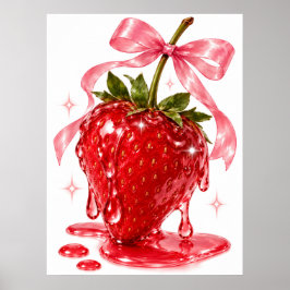 Jordgubbskonst för väggar | Saftig Coquette Fruktp Poster