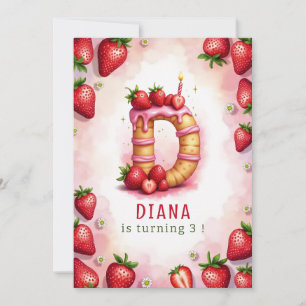 Jordgubbskonstruktion Inbjudan Brev D Cake Design