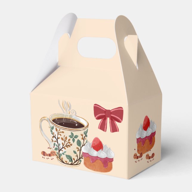 Jordgubbskortcake-förpackning. Presentaskar (Framsidan Sidan)