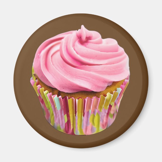 Jordgubbskupaka med Rosa Frosting Magnet (Framsidan)
