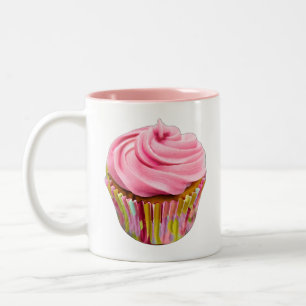 Jordgubbskupaka med Rosa Frosting Två-Tonad Mugg