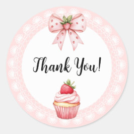 Jordgubbskupkaka Baby Shower-Tack Stickers Runt Klistermärke
