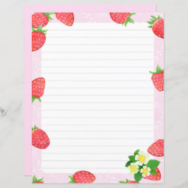 Jordgubbslängd Rosa Stationery Papper