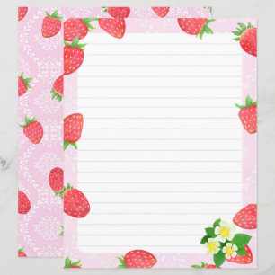 Jordgubbslängd Rosa Stationery Papper