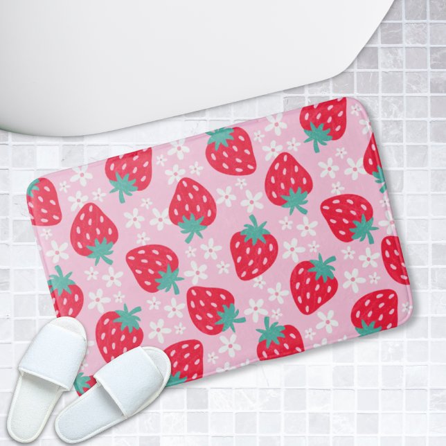 Jordgubbsmat Girly Coquette Rosa & Red Bath Mat Badrumsmatta (Strawberry Girly Coquette Pink & Red Bath Mat
)
