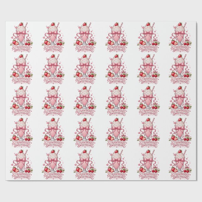 Jordgubbsmilkshake Söt Rosa Efterrätt Söt Liten Go Presentpapper (Platt)