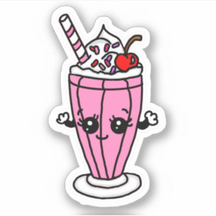 Jordgubbsmilkshake Tecknad dekal