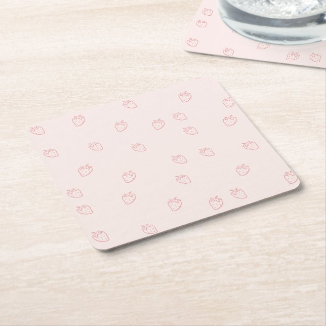 Jordgubbsminimalism Underlägg Papper Kvadrat (Vinklad)