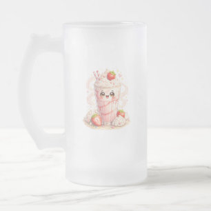 Jordgubbsmjölkshake Kawaii Frostad Glas Mugg