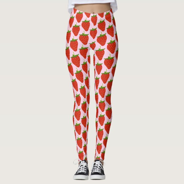 Jordgubbsmönster Dam Leggings (Framsida)